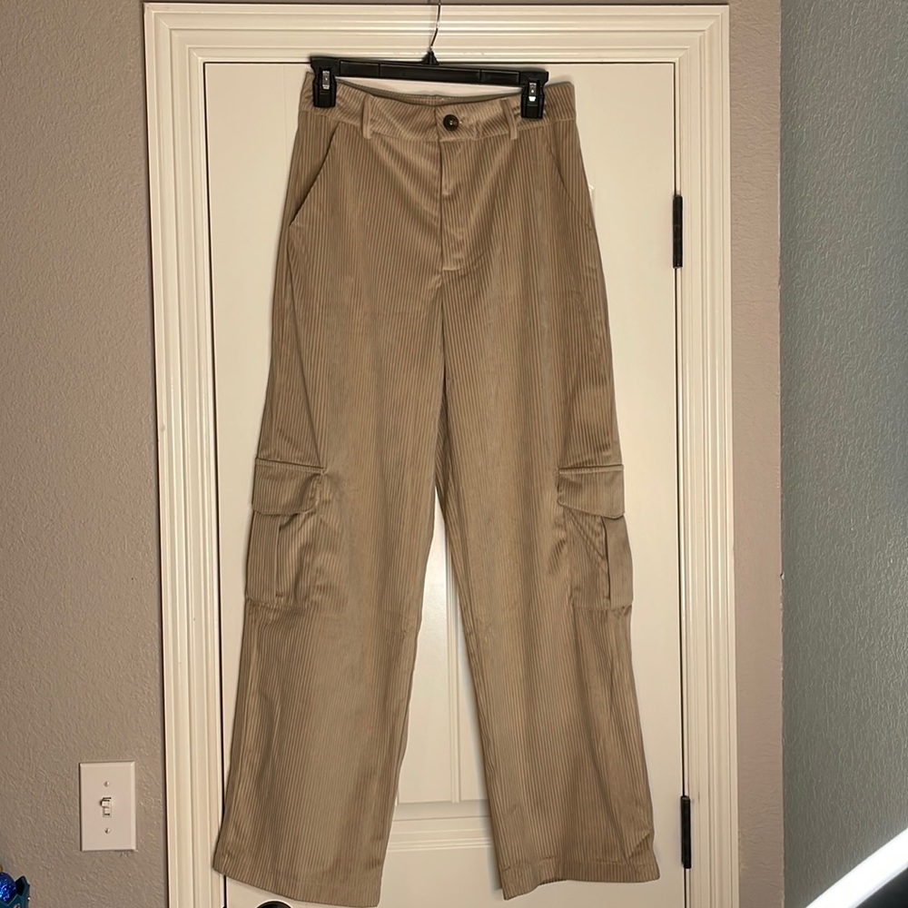 Corduroy cargo pants. Khaki colored.